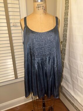Eileen Fisher Silk Sequin Top Slate Gray/Blue Size XL